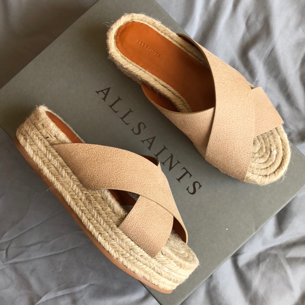 NEW All Saints Harlem Platform Espadrilles - Picture 1 of 7